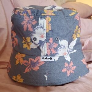 Hurley Gray Bucket Hat with Floral Design